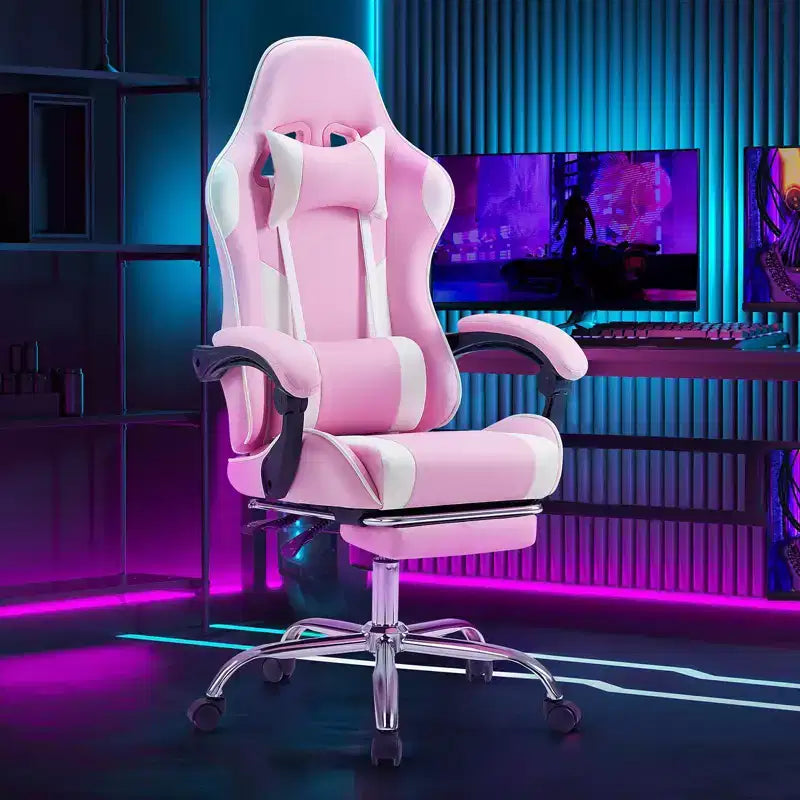 Chaise de jeu de course ergonomique JIONJOY avec dossier haut, soutien lombaire et accoudoirs réglables