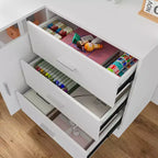 Famapy Bureau Ordinateur Relevable Grand Bureau Tout-en-un avec Rangement Composite Blanc