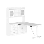 Famapy Bureau Ordinateur Relevable Grand Bureau Tout-en-un avec Rangement Composite Blanc