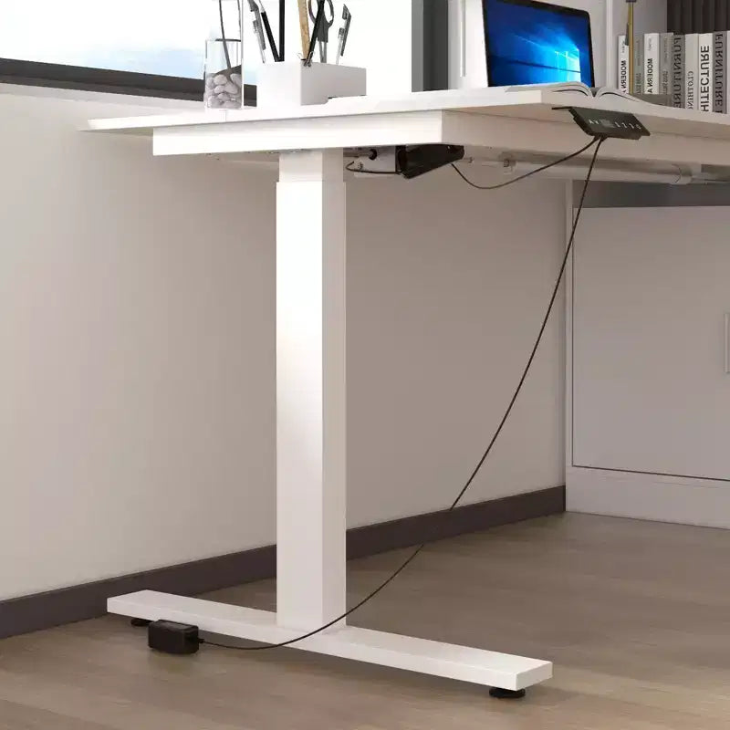 Famapy Bureau Ordinateur Relevable Grand Bureau Tout-en-un avec Rangement Composite Blanc