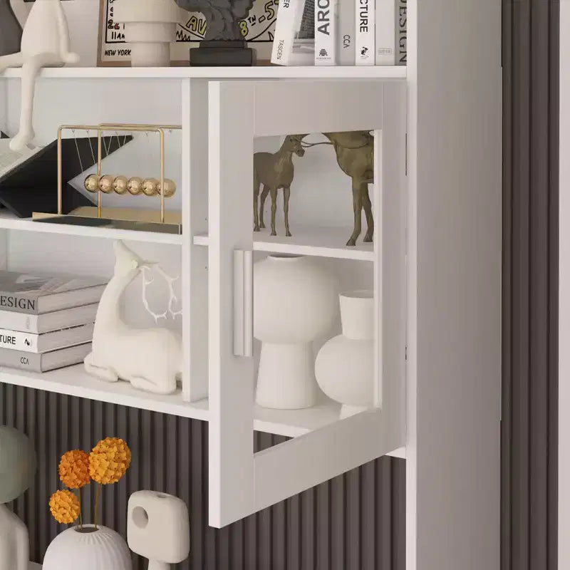 Famapy Bureau Ordinateur Relevable Grand Bureau Tout-en-un avec Rangement Composite Blanc