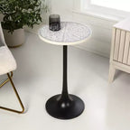 JONATHAN Y Nysha 25 Table d'appoint moderne bohème en métal/résine avec plateau incrusté