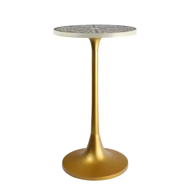 JONATHAN Y Nysha 25 Table d'appoint moderne bohème en métal/résine avec plateau incrusté