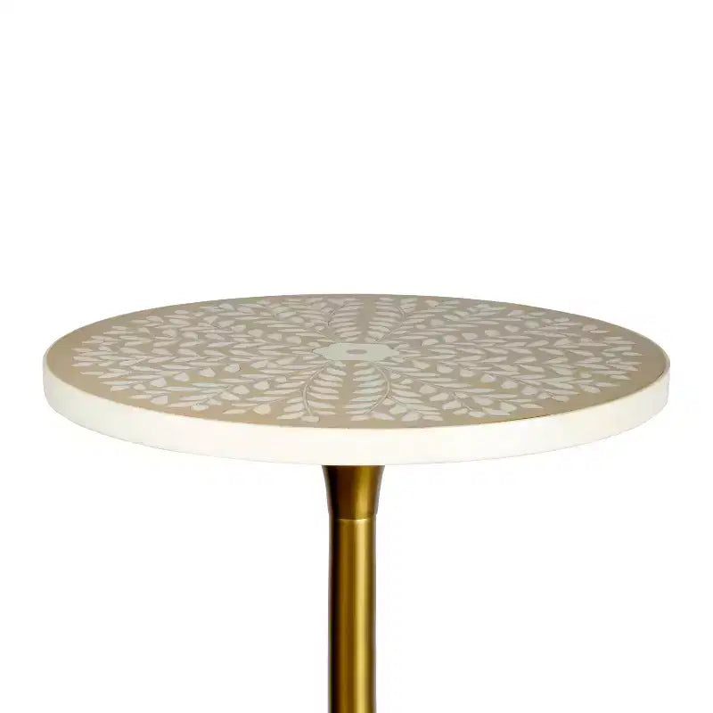 JONATHAN Y Nysha 25 Table d'appoint moderne bohème en métal/résine avec plateau incrusté
