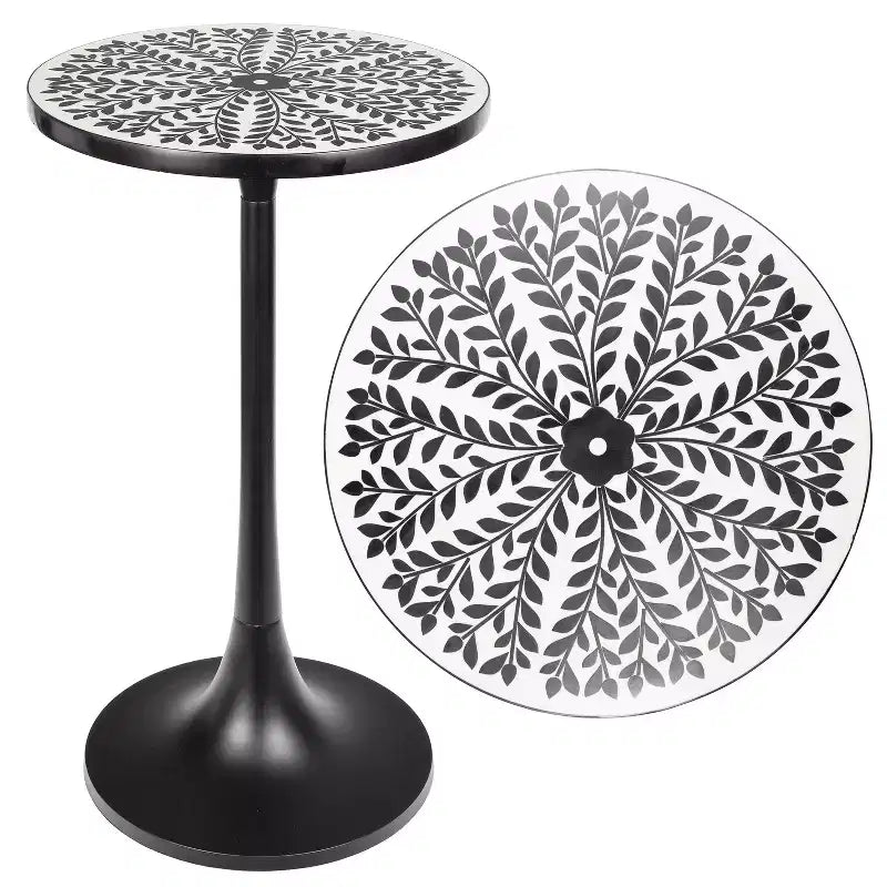JONATHAN Y Nysha 25 Table d'appoint moderne bohème en métal/résine avec plateau incrusté