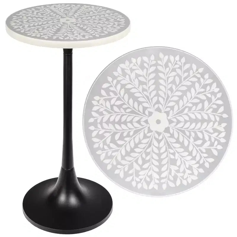 JONATHAN Y Nysha 25 Table d'appoint moderne bohème en métal/résine avec plateau incrusté
