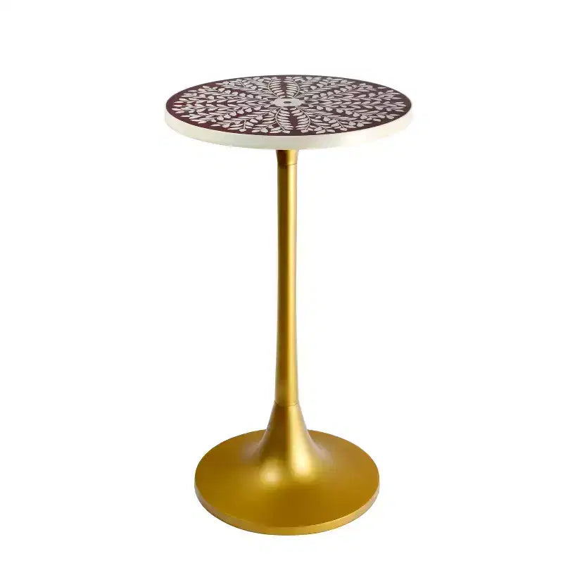 JONATHAN Y Nysha 25 Table d'appoint moderne bohème en métal/résine avec plateau incrusté