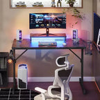 Bestier Bureau de Gamer 42 Petit Bureau d'Ordinateur pour Bureau à Domicile avec Lumières LED et Support de Moniteur