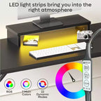 Bestier Bureau de Gamer 42 Petit Bureau d'Ordinateur pour Bureau à Domicile avec Lumières LED et Support de Moniteur