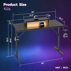 Bestier Bureau de Gamer 42 Petit Bureau d'Ordinateur pour Bureau à Domicile avec Lumières LED et Support de Moniteur