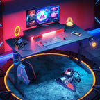 Bestier Bureau de Gamer 42 Petit Bureau d'Ordinateur pour Bureau à Domicile avec Lumières LED et Support de Moniteur