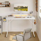 Bestier Bureau de Gamer 42 Petit Bureau d'Ordinateur pour Bureau à Domicile avec Lumières LED et Support de Moniteur
