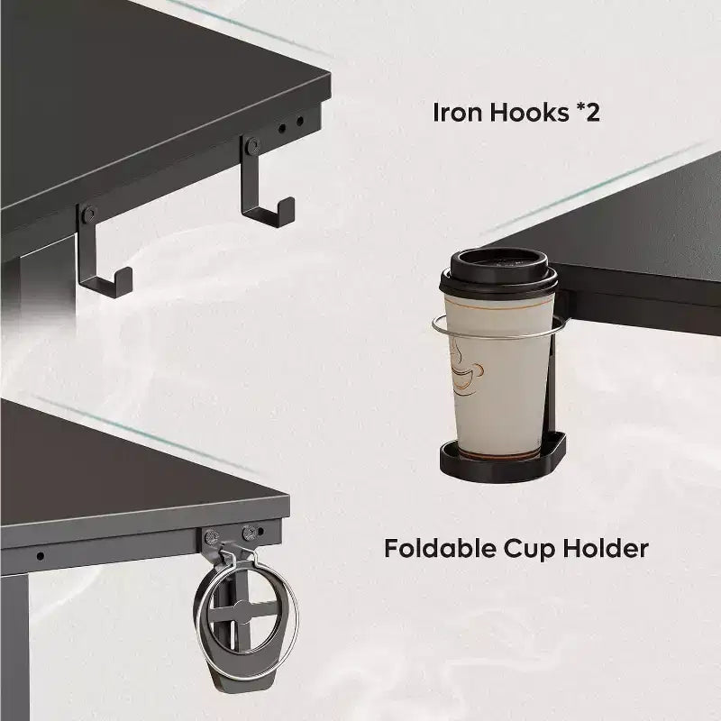Bestier Bureau de Gamer 42 Petit Bureau d'Ordinateur pour Bureau à Domicile avec Lumières LED et Support de Moniteur