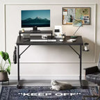 Bestier Bureau de Gamer 42 Petit Bureau d'Ordinateur pour Bureau à Domicile avec Lumières LED et Support de Moniteur