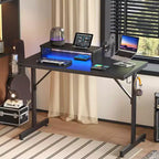 Bestier Bureau de Gamer 42 Petit Bureau d'Ordinateur pour Bureau à Domicile avec Lumières LED et Support de Moniteur