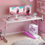 Bestier Bureau de Gamer 42 Petit Bureau d'Ordinateur pour Bureau à Domicile avec Lumières LED et Support de Moniteur