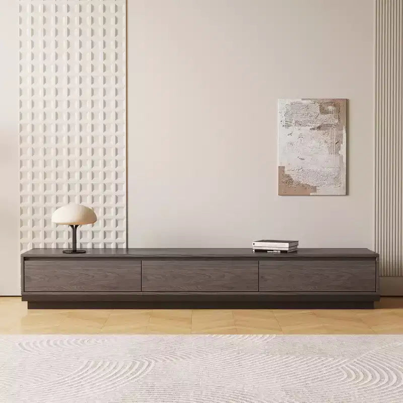 Meuble TV moderne extensible Luck Live Contemporain 200 cm en noyer foncé, console multimédia avec 3 tiroirs