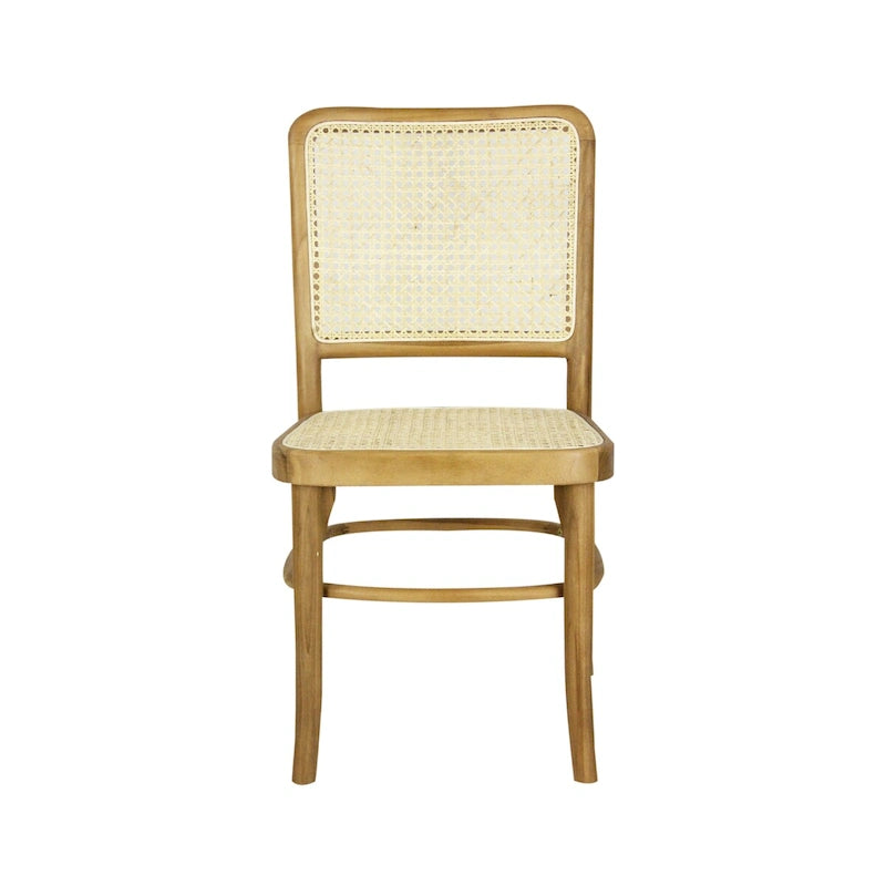 Chaise de salle à manger Cukor Mid-Century vintage en bois et rotin, naturelle (Lot de 2) par JONATHAN Y
