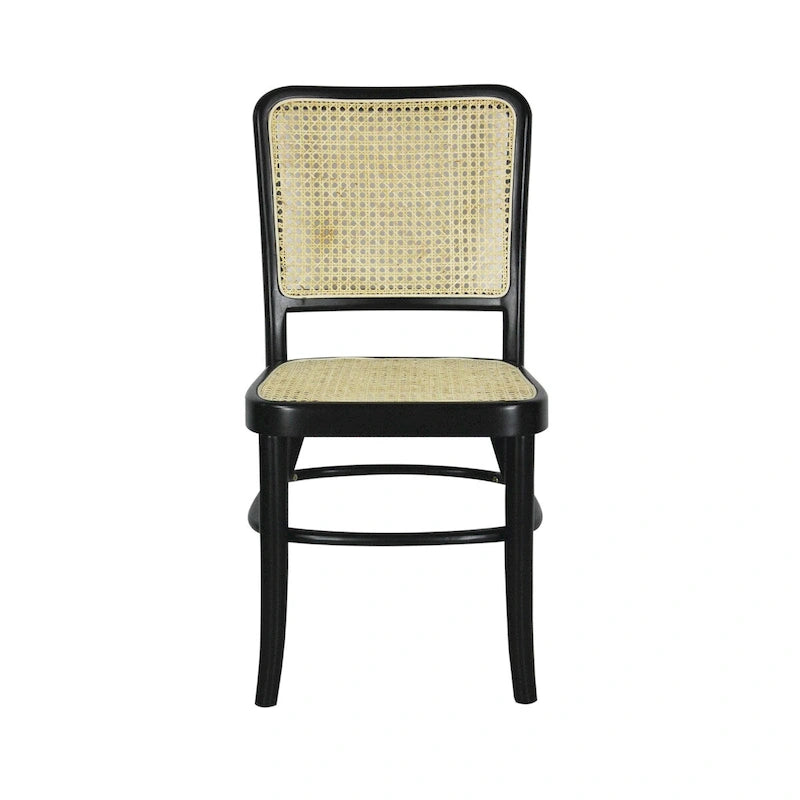 Chaise de salle à manger Cukor Mid-Century vintage en bois et rotin, naturelle (Lot de 2) par JONATHAN Y