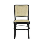 Chaise de salle à manger Cukor Mid-Century vintage en bois et rotin, naturelle (Lot de 2) par JONATHAN Y
