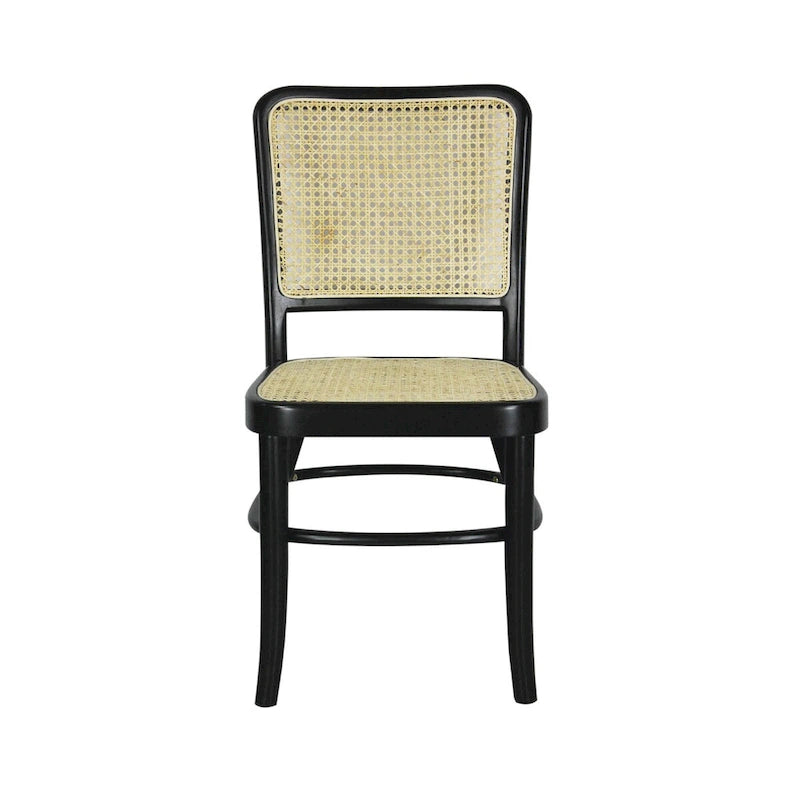 Chaise de salle à manger Cukor Mid-Century vintage en bois et rotin, naturelle (Lot de 2) par JONATHAN Y