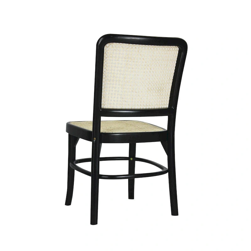 Chaise de salle à manger Cukor Mid-Century vintage en bois et rotin, naturelle (Lot de 2) par JONATHAN Y