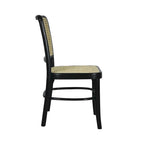 Chaise de salle à manger Cukor Mid-Century vintage en bois et rotin, naturelle (Lot de 2) par JONATHAN Y