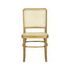 Chaise de salle à manger Cukor Mid-Century vintage en bois et rotin, naturelle (Lot de 2) par JONATHAN Y