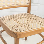Chaise de salle à manger Cukor Mid-Century vintage en bois et rotin, naturelle (Lot de 2) par JONATHAN Y