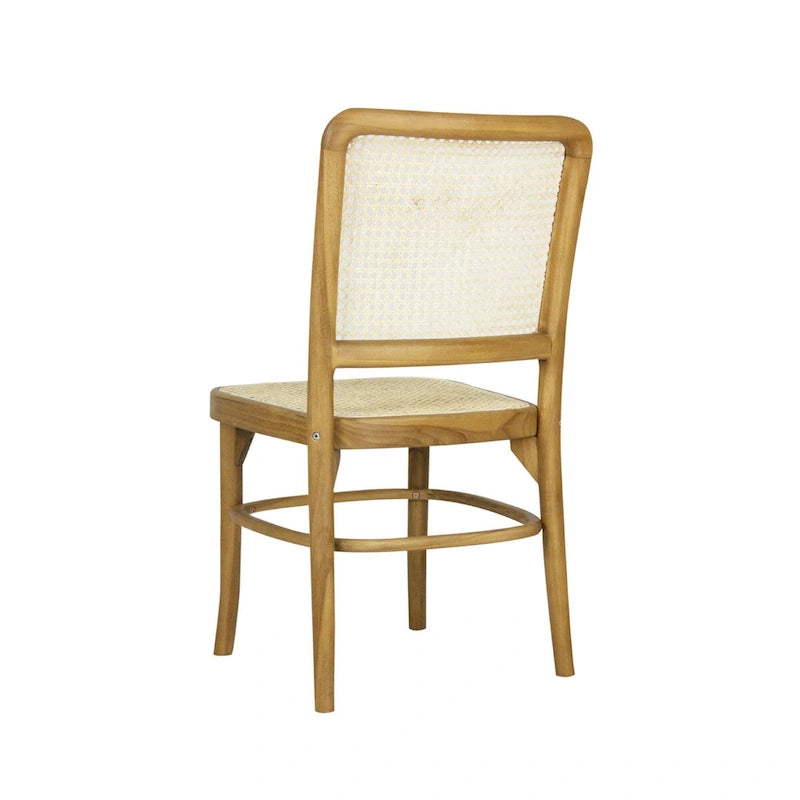 Chaise de salle à manger Cukor Mid-Century vintage en bois et rotin, naturelle (Lot de 2) par JONATHAN Y