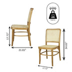 Chaise de salle à manger Cukor Mid-Century vintage en bois et rotin, naturelle (Lot de 2) par JONATHAN Y
