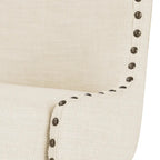 Tabourets de bar pivotants LUE BONA de 26 po en bois, style moderne milieu de siècle, avec assise en similicuir et lin - Lot de 4