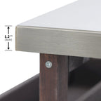 Îlot de cuisine d'extérieur, chariot de bar roulant et meuble de rangement, table de grillade d'extérieur en bois massif de style campagnard avec plateau en acier inoxydable
