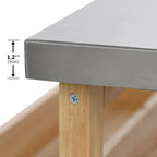 Îlot de cuisine d'extérieur, chariot de bar roulant et meuble de rangement, table de grillade d'extérieur en bois massif de style campagnard avec plateau en acier inoxydable