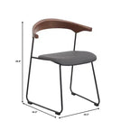 Chaise de salle à manger LeisureMod rembourrée en cuir avec dossier en hêtre et pieds en fer, lot de 4, série Lyra