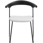 Chaise de salle à manger LeisureMod rembourrée en cuir avec dossier en hêtre et pieds en fer, lot de 4, série Lyra