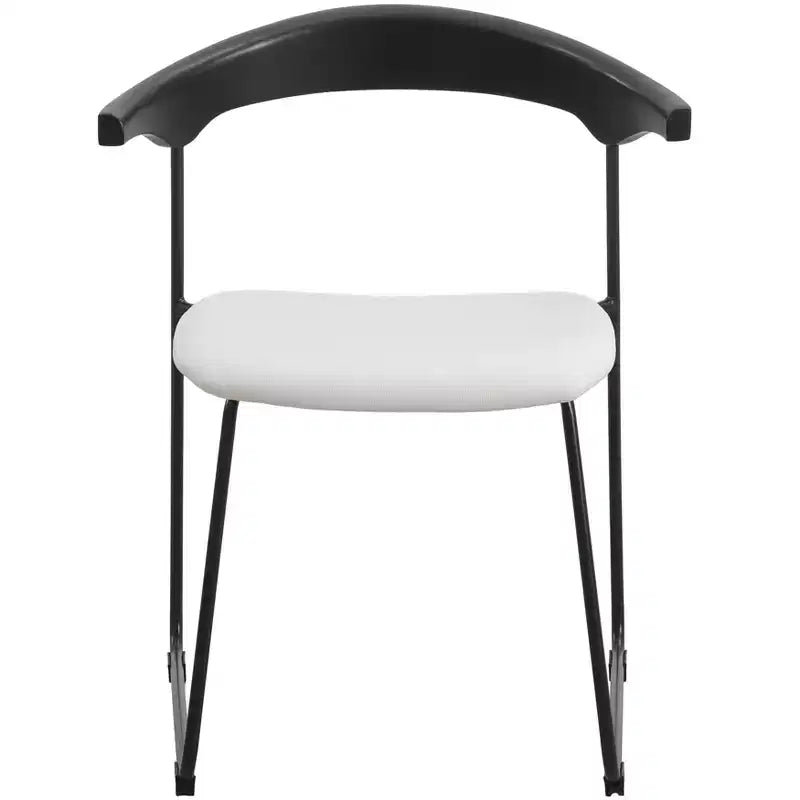 Chaise de salle à manger LeisureMod rembourrée en cuir avec dossier en hêtre et pieds en fer, lot de 4, série Lyra