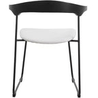 Chaise de salle à manger LeisureMod rembourrée en cuir avec dossier en hêtre et pieds en fer, lot de 4, série Lyra