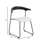 Chaise de salle à manger LeisureMod rembourrée en cuir avec dossier en hêtre et pieds en fer, lot de 4, série Lyra