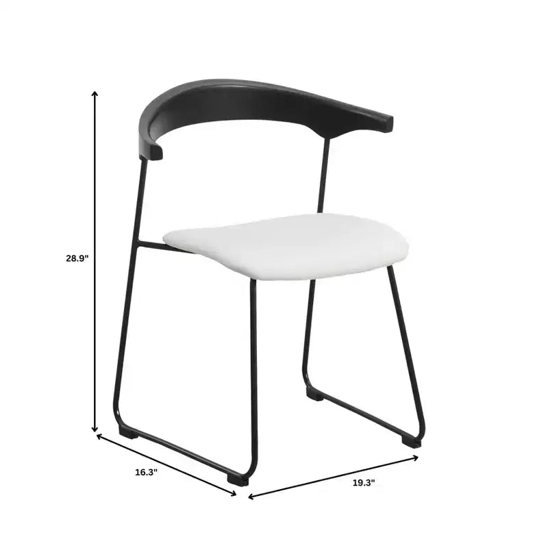 Chaise de salle à manger LeisureMod rembourrée en cuir avec dossier en hêtre et pieds en fer, lot de 4, série Lyra