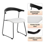 Chaise de salle à manger LeisureMod rembourrée en cuir avec dossier en hêtre et pieds en fer, lot de 4, série Lyra