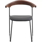 Chaise de salle à manger LeisureMod rembourrée en cuir avec dossier en hêtre et pieds en fer, lot de 4, série Lyra