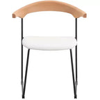 Chaise de salle à manger LeisureMod rembourrée en cuir avec dossier en hêtre et pieds en fer, lot de 4, série Lyra