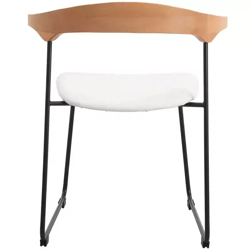 Chaise de salle à manger LeisureMod rembourrée en cuir avec dossier en hêtre et pieds en fer, lot de 4, série Lyra
