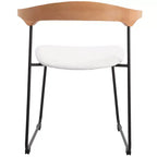 Chaise de salle à manger LeisureMod rembourrée en cuir avec dossier en hêtre et pieds en fer, lot de 4, série Lyra