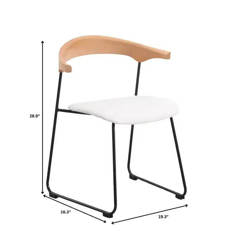 Chaise de salle à manger LeisureMod rembourrée en cuir avec dossier en hêtre et pieds en fer, lot de 4, série Lyra