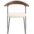 Chaise de salle à manger LeisureMod rembourrée en cuir avec dossier en hêtre et pieds en fer, lot de 4, série Lyra