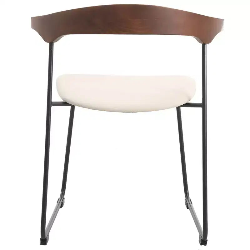 Chaise de salle à manger LeisureMod rembourrée en cuir avec dossier en hêtre et pieds en fer, lot de 4, série Lyra