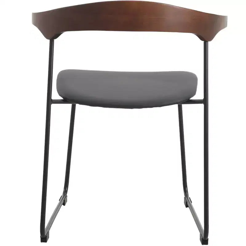 Chaise de salle à manger LeisureMod rembourrée en cuir avec dossier en hêtre et pieds en fer, lot de 4, série Lyra