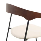 Chaise de salle à manger LeisureMod rembourrée en cuir avec dossier en hêtre et pieds en fer, lot de 4, série Lyra